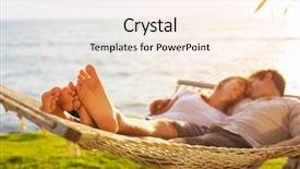  Presentation with romantic - Cool new slide deck with couple relaxing in tropical hammock backdrop and a cream colored foreground