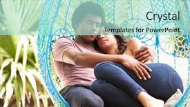  Presentation with swing - PPT layouts with couple relaxing on outdoor garden swing seat background and a mint green colored foreground