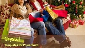  Presentation with moving christmas images nativity - Theme enhanced with couple resting after christmas shopping background and a tawny brown colored foreground