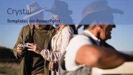  Presentation with camera - Amazing presentation having couple-reviewing-picture-on-camera backdrop and a teal colored foreground