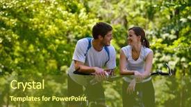  Presentation with love romance - Theme having couple ride bicycle outdoors health background and a  colored foreground