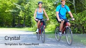  Presentation with park - Amazing presentation design having couple riding in the park backdrop and a light blue colored foreground