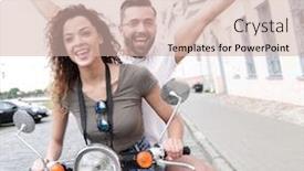  Presentation with motor - Slide deck with riding motor scooter in old background and a soft green colored foreground