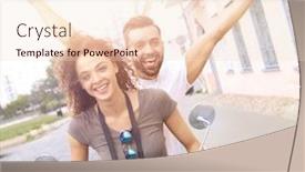  Presentation with motor - Theme having riding motor scooter in old background and a lemonade colored foreground