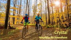  Presentation with helping man mountain - Audience pleasing presentation theme consisting of couple riding mtb enduro track backdrop and a tawny brown colored foreground