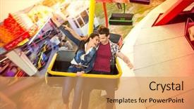  Presentation with amusement ferris wheel - Beautiful slide deck featuring couple riding on ferris wheel backdrop and a yellow colored foreground