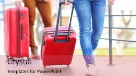  Presentation with china in red on political - Cool new presentation with couple rolling large red suitcases backdrop and a red colored foreground