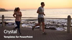  Presentation with healthy relationship - PPT layouts enhanced with couple running along the ocean background and a  colored foreground
