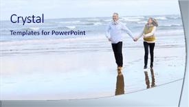  Presentation with honolulu senior on a beach - Slide set enhanced with couple running on the beach background and a sky blue colored foreground