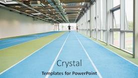  Presentation with gym - PPT theme enhanced with couple-running-on-the-indoor background and a light blue colored foreground