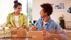  Presentation with running - Presentation consisting of couple-running-online-business background and a coral colored foreground