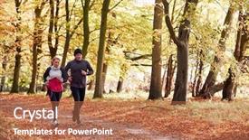  Presentation with woodland - Cool new PPT layouts with couple running through autumn woodland backdrop and a coral colored foreground