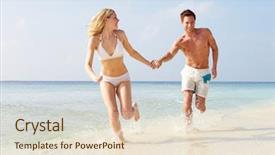  Presentation with waves - Slides having couple running through waves background and a lemonade colored foreground