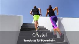 Presentation with cardio - Colorful slide deck enhanced with couple running up stairs backdrop and a dark gray colored foreground