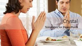 Presentation with grace - Presentation theme consisting of couple saying grace before meal background and a coral colored foreground