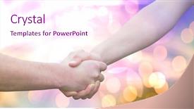  Presentation with shaking hands - Slide set with couple shaking hands against bokeh background and a pink colored foreground