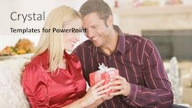  Presentation with sharing - Presentation theme having couple sharing christmas present background and a lemonade colored foreground