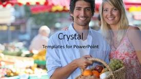  Presentation with market - Audience pleasing PPT theme consisting of couple shopping at local market backdrop and a light blue colored foreground