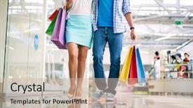  Presentation with trade - Slides enhanced with couple shopping in trade center background and a soft green colored foreground