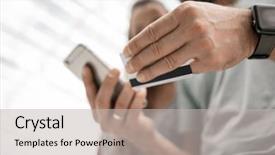  Presentation with money online shopping - Amazing slides having couple shopping online with credit backdrop and a light gray colored foreground