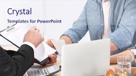  Presentation with insurance agency - Presentation consisting of couple signing contract at insurance background and a sky blue colored foreground