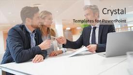  Presentation with for real estate - Amazing PPT theme having couple signing contract with real backdrop and a soft green colored foreground