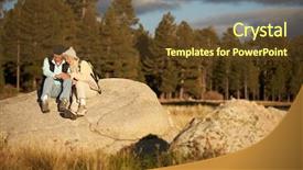  Presentation with active seniors senior couple - Slide deck with couple sit on a rock background and a tawny brown colored foreground