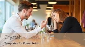  Presentation with australian wine - Presentation design featuring couple-sits-arguing-and-discussing background and a coral colored foreground
