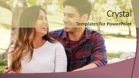  Presentation with picnic - Colorful presentation design enhanced with couple sitting at a picnic backdrop and a blonde colored foreground