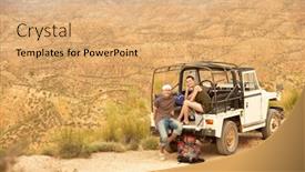  Presentation with wheel - Colorful PPT theme enhanced with couple-sitting-at-back backdrop and a coral colored foreground