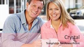  Presentation with cafe - Slides featuring couple sitting at sidewalk cafe background and a lemonade colored foreground