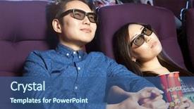  Presentation with cinema - PPT theme enhanced with couple sitting at the cinema background and a ocean colored foreground