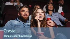  Presentation with cinema - Cool new PPT theme with couple sitting at the cinema backdrop and a ocean colored foreground
