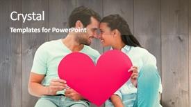  Presentation with cute - Presentation theme having couple sitting holding red heart background and a tawny brown colored foreground