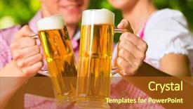  Presentation with beer garden - Slide deck featuring couple sitting in beer garden background and a tawny brown colored foreground