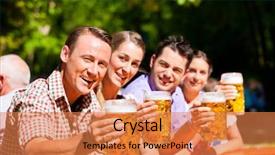  Presentation with beer garden - Colorful slide deck enhanced with couple sitting in beer garden backdrop and a coral colored foreground