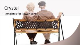  Presentation with senior couple - PPT theme enhanced with couple sitting on a bench background and a light gray colored foreground
