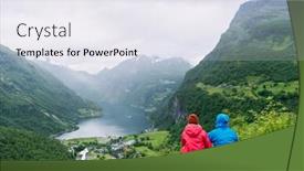  Presentation with look - Presentation design consisting of couple-sitting-on-a-rock background and a  colored foreground