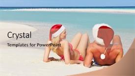  Presentation with santa - PPT layouts having couple sitting on beach wearing background and a lemonade colored foreground