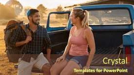  Presentation with tailgate - Slide set consisting of couple-sitting-on-tailgate background and a tawny brown colored foreground