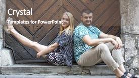  Presentation with old couple - Beautiful slide deck featuring couple sitting on the threshold backdrop and a gray colored foreground