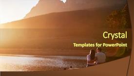  Presentation with romantic - Slides consisting of couple sitting on wooden jetty background and a  colored foreground