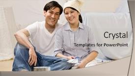  Presentation with asian paint - Audience pleasing slides consisting of couple sitting with paint can backdrop and a soft green colored foreground