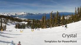  Presentation with skiing - Colorful PPT theme enhanced with transparent navigational compass on topographical map needle pointing to magnetic north backdrop and a light gray colored foreground