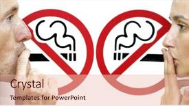  Presentation with smoking - Audience pleasing PPT theme consisting of couple smoking a no smoking backdrop and a lemonade colored foreground