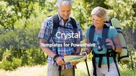  Presentation with active seniors senior couple - Colorful slide deck enhanced with couple standing in a forest backdrop and a ocean colored foreground