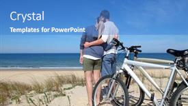  Presentation with bicycles - Beautiful PPT theme featuring leadership - back view of businesswoman standing backdrop and a light gray colored foreground