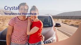  Presentation with desert - Presentation theme with couple standing on desert roadside background and a sky blue colored foreground