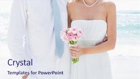  Presentation with beach wedding - Audience pleasing presentation design consisting of standing together on their wedding backdrop and a sky blue colored foreground