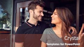  Presentation with coffee shop - Beautiful theme featuring couple-starting-new-coffee-shop backdrop and a tawny brown colored foreground